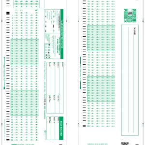 Part 1 and 2 of the green Scantron test form PDP 100