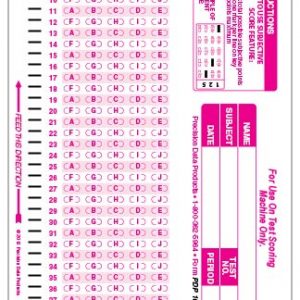 Part 1 of the bright pink PDP 100-A-J test form