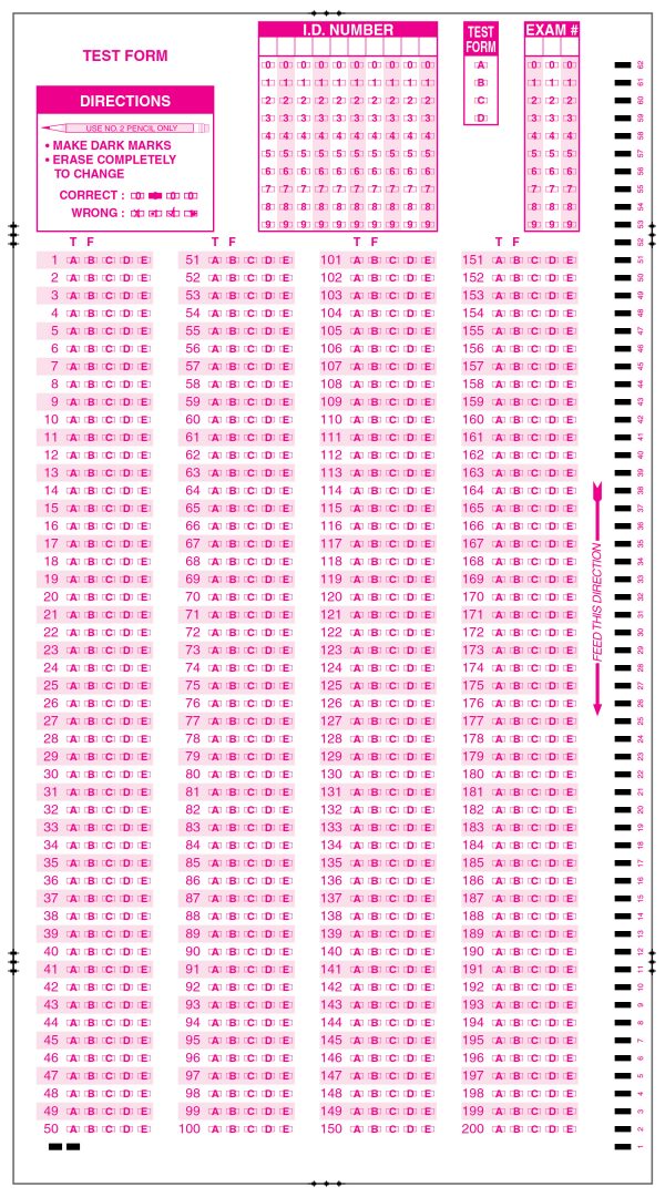 Large scannable pink test sheet PDP 288
