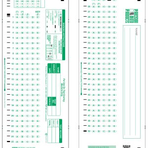 Green Scantron test sheet with two sides