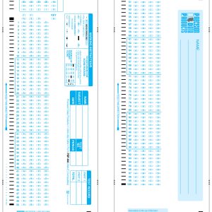 Part 1 and 2 of the light blue Scantron test sheet PDP 890