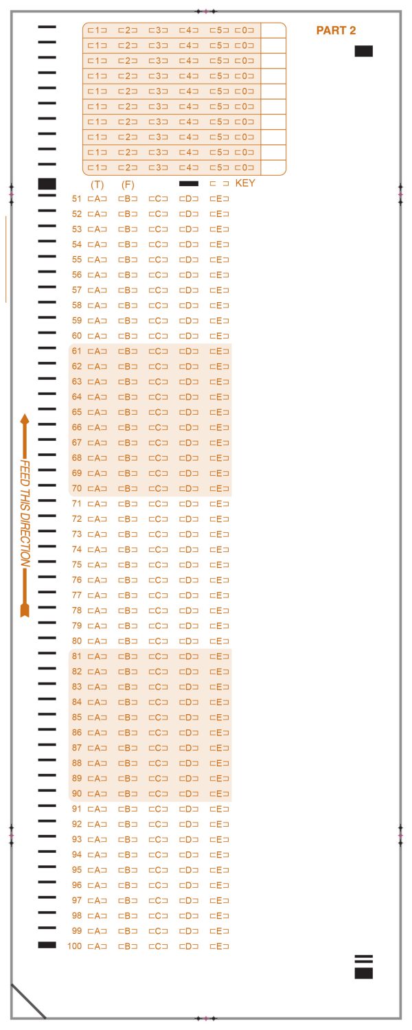 Part 2 of the light orange PDP 2052 test form