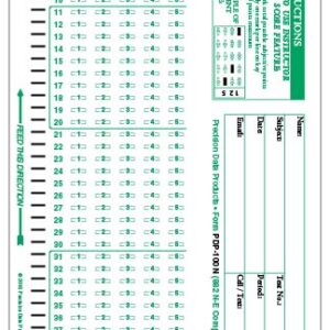 100 PDP 100-N scantron forms in green and black ink