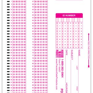 PDP 16457 pink test form with 100 answer sections